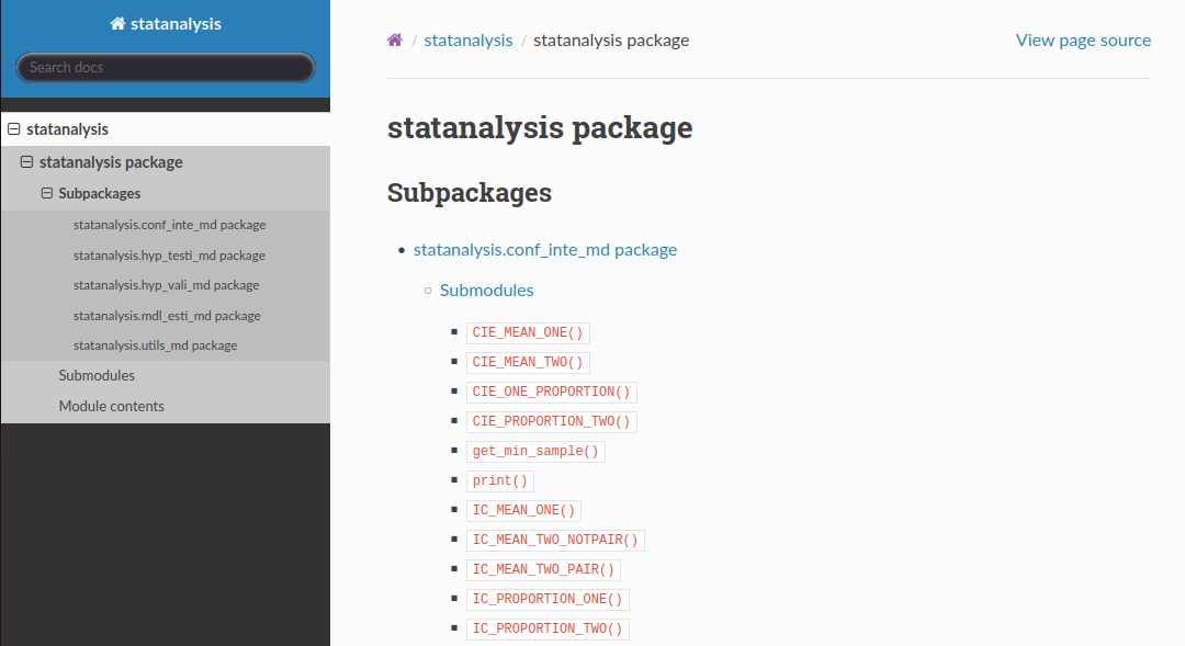 statanalysis sphinx documentation